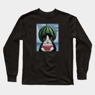 Watermelon Cat Long Sleeve T-Shirt